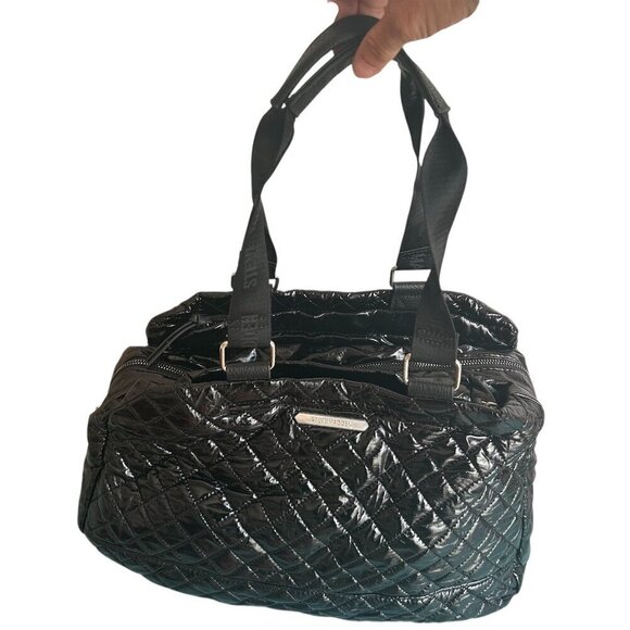 Steve Madden Handbags - Steve Madden Black Large Quilted Tote Weekender Shoulder Bag Canvas Handles